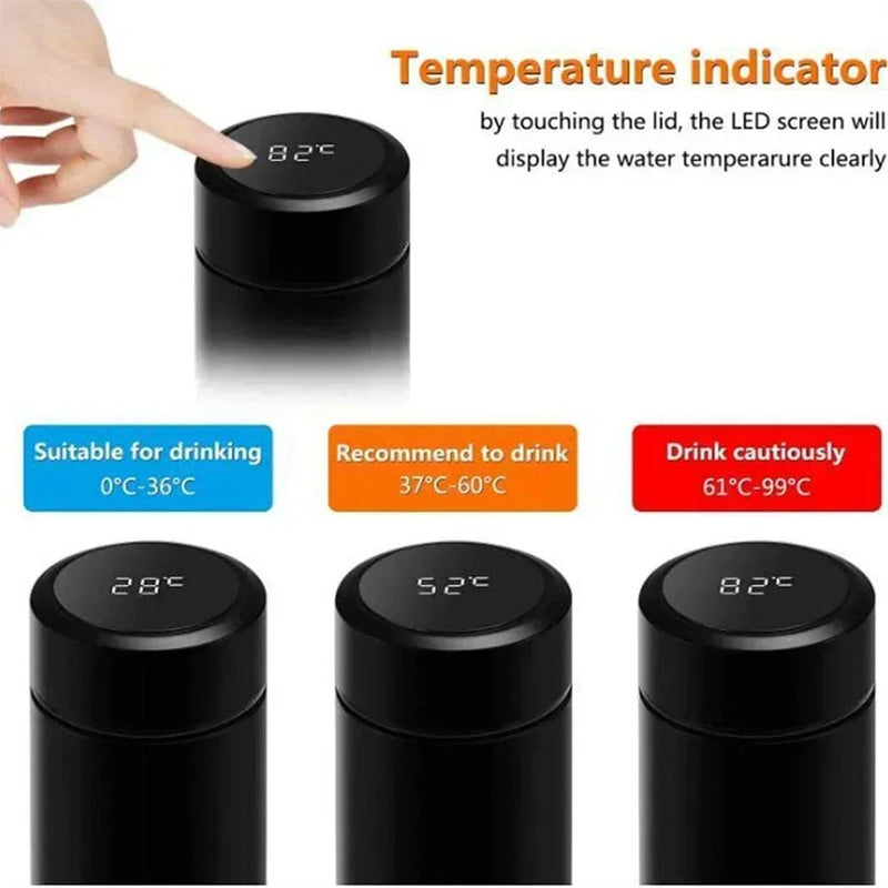 Stainless Steel Thermal Mug with Temperature Display